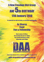 A New Freedom 5th Birthday Meeting flyer