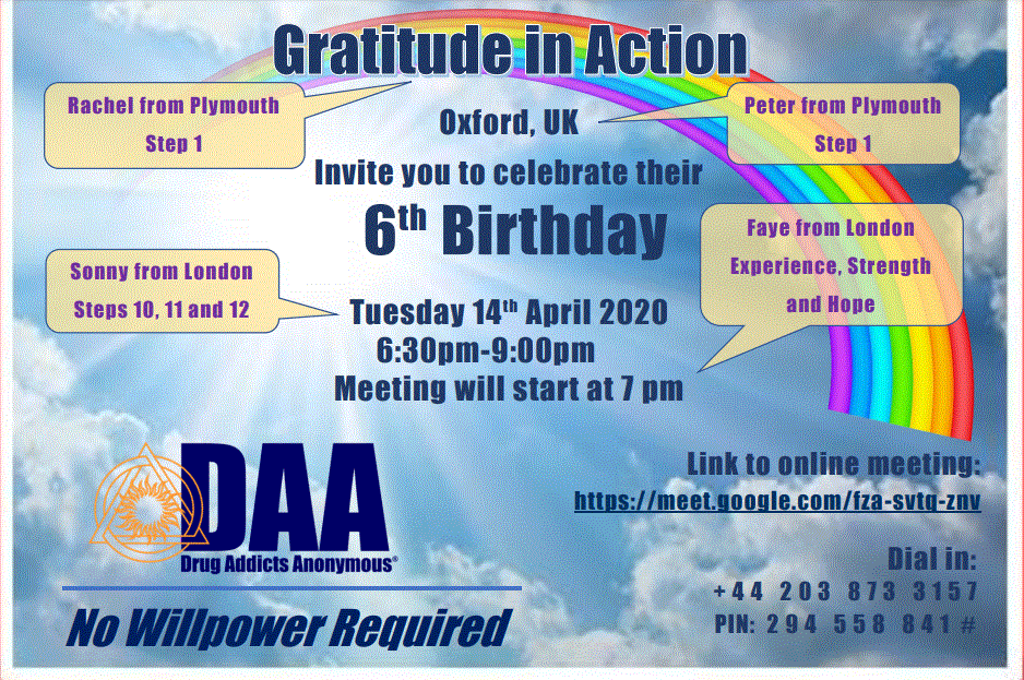 Gratitude in Action (Oxford) 6th Birthday flyer